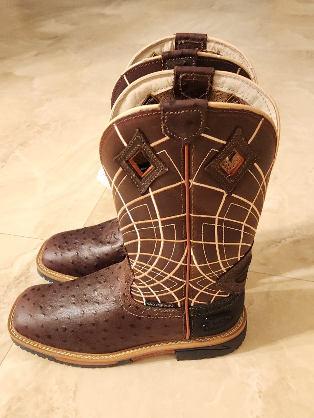 Justin Mens SE4834 Derrickman 12" Brown Waterproof Slip-Resistant Work Boot 8 D